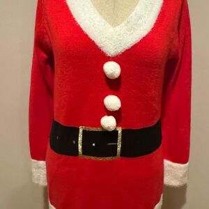 Red Santa Sweater with White Trim